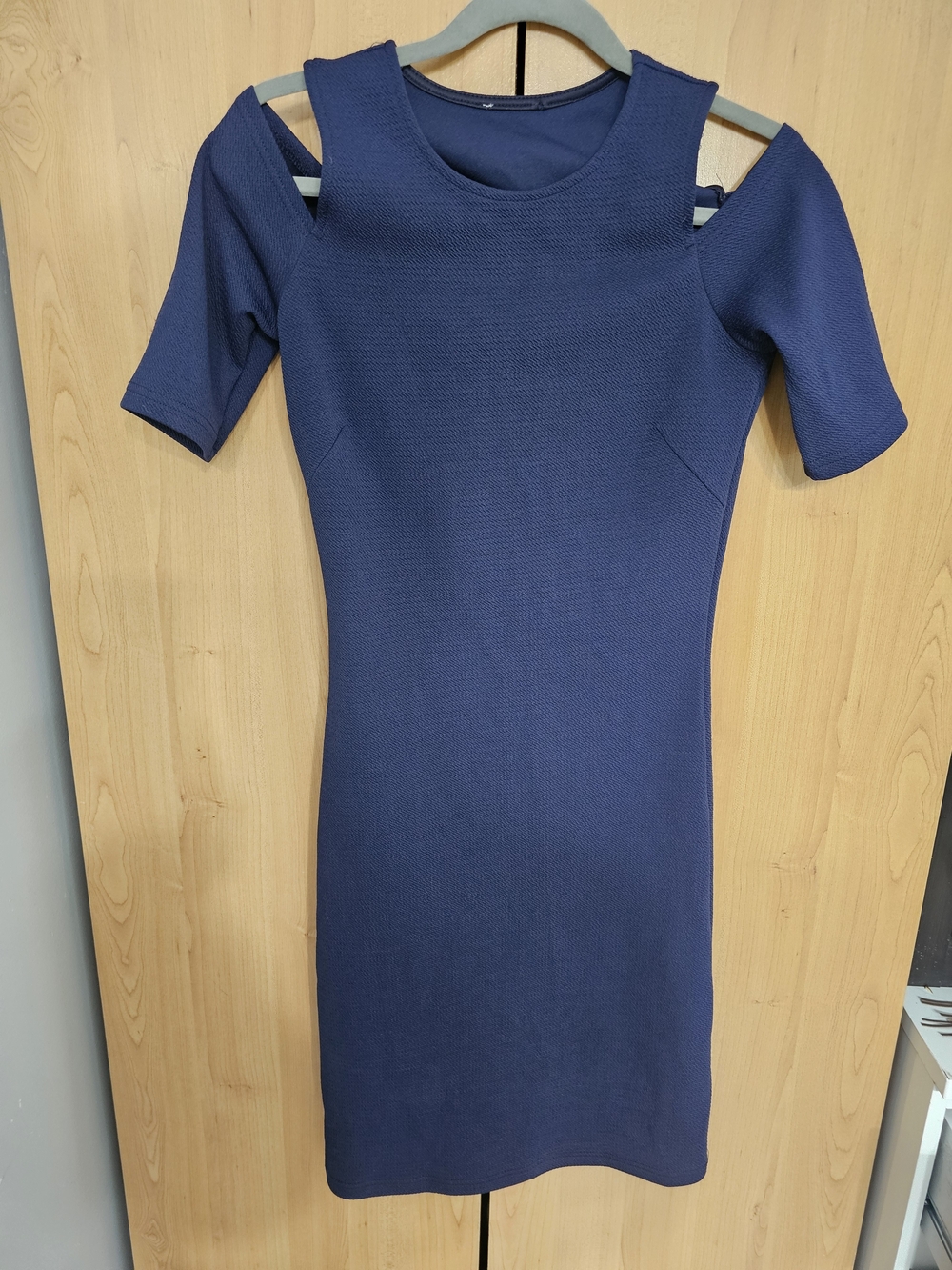 Navy Cold-Shoulder Mini Dress - Picture 2 of 3
